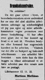 Gudbrandsdalens Folkeblad 16/11 1922